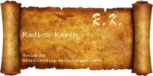 Radics Kevin névjegykártya